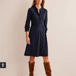 Boden Julia Jersey Navy Shirt Dress with belt